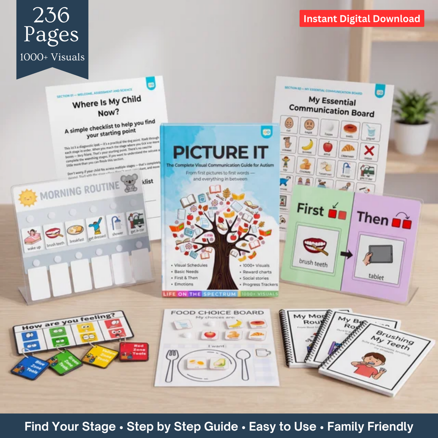 Picture It — 236 pages, 1000+ visuals. Find your stage, step by step guide, easy to use, family friendly.