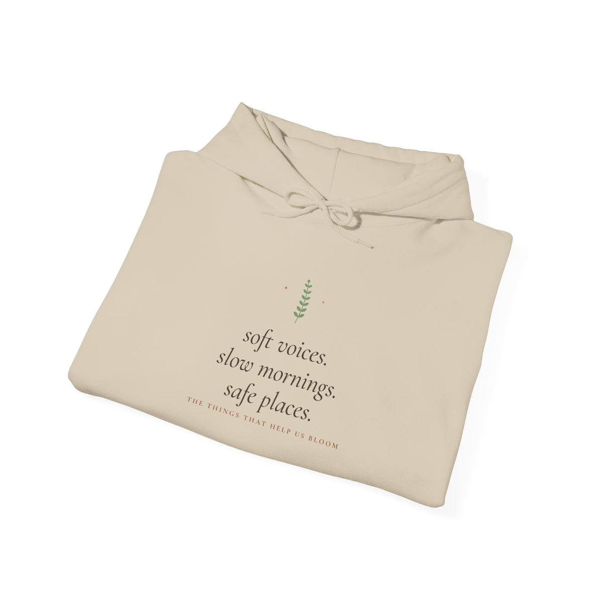 Soft Voices, Slow Mornings, Safe Places Hoodie